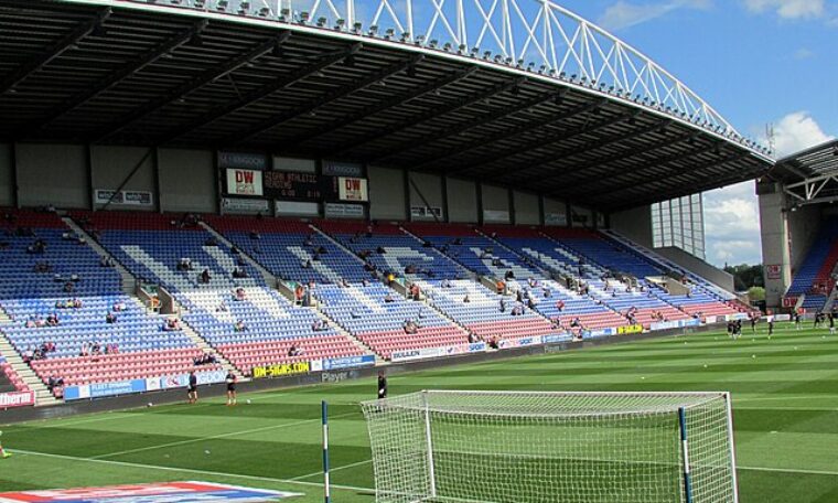 Landscape image of a stand within the DW stadium, home of Wigan Athletic